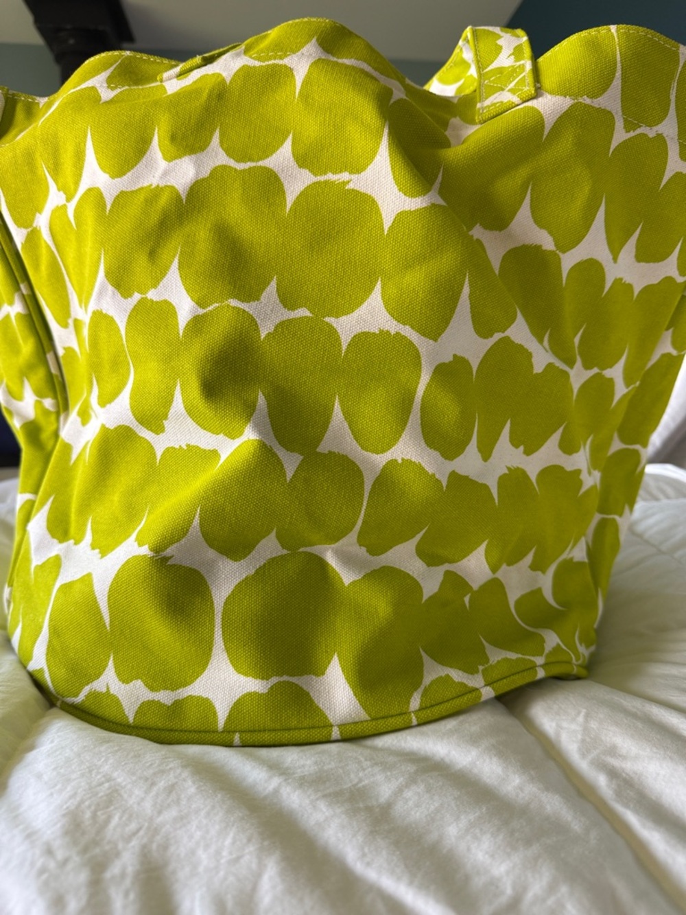 See Designs Lime Green and White Bold Floral Tote
